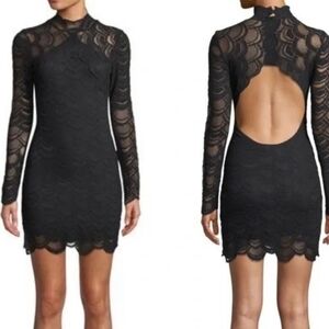 Nightcap Victorian Open Back Lace Mini Dress Size XS Black Vamp Romantic Edgy